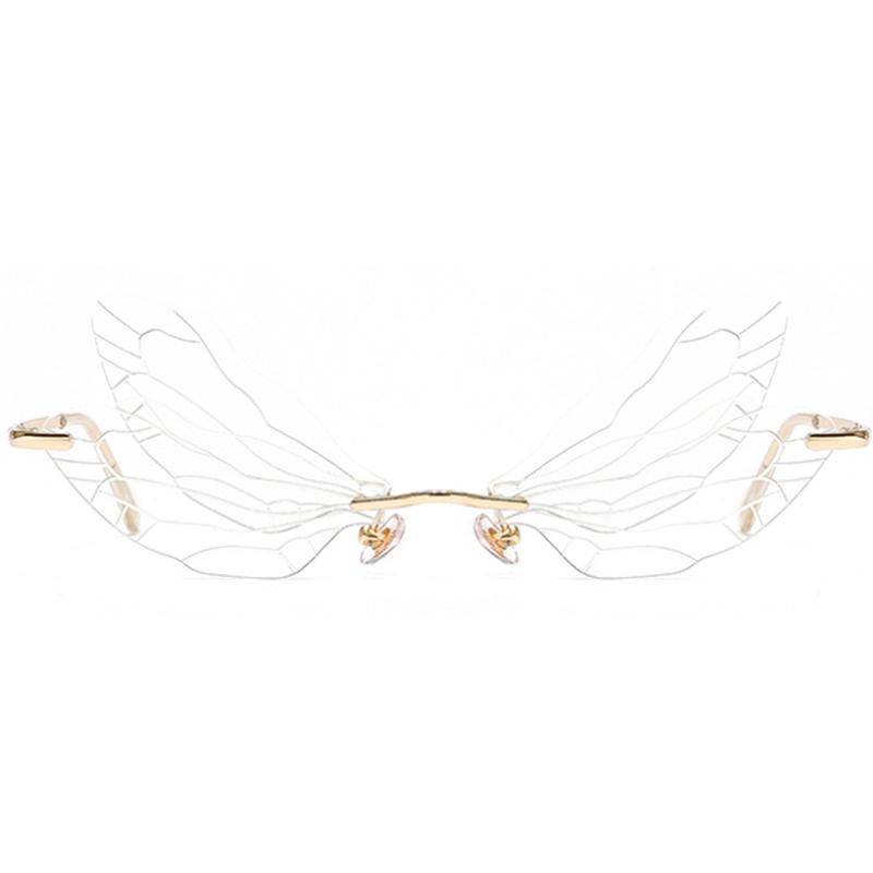 Kính râm cổ điển Butterfly Rimless Dragonfly Wing Kính râm Phụ nữ Clear Ocean Lens Kính mắt Đàn ông Kính mặt trời SHADES UV400 Color: 08