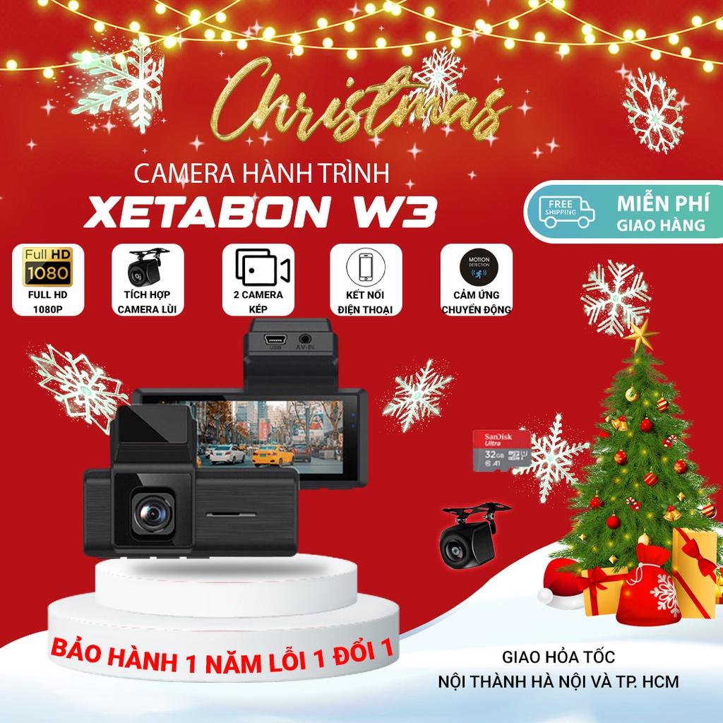 Camera hành trình ô tô W3 Xetabon kết nối điện thoại, tích hợp cam lùi, phân giải fullHD 1080 siêu nét bảo hành 12 tháng