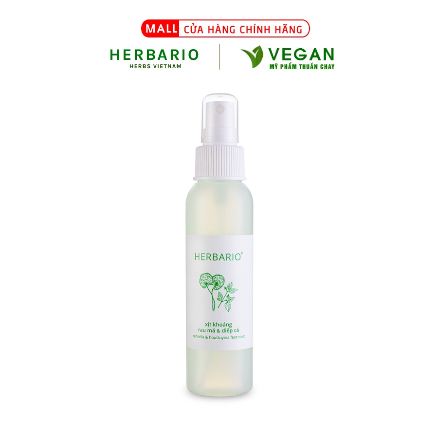 Xịt khoáng rau má và diếp cá Herbario 100ml thay thế toner cấp ẩm tức thì cho da kiểm soát dầu nhờn hiệu quả thuần chay