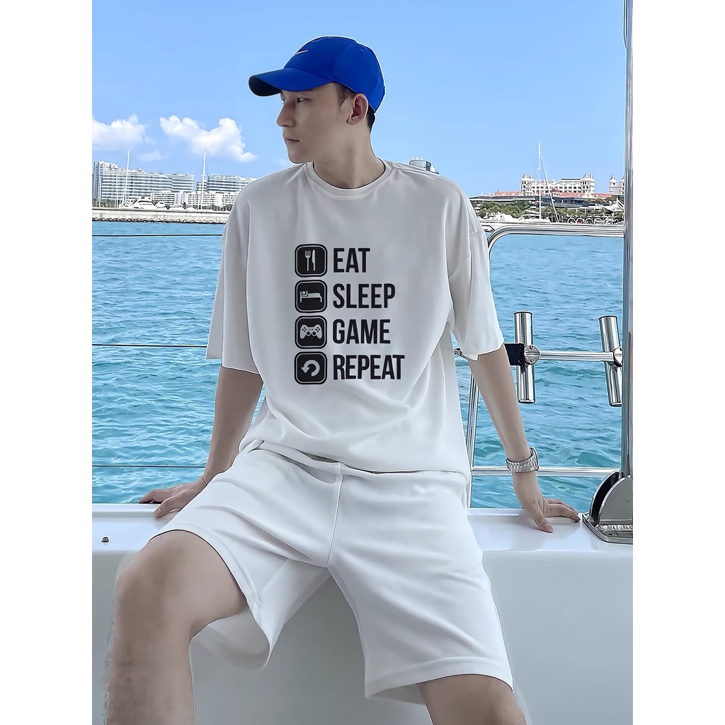 Đồ Bộ Thun Nam Nữ Unisex Thiết Kế LOOP Cổ Tròn Tay Lỡ Phong Cách Trẻ Trung Cá Tính Năng Động