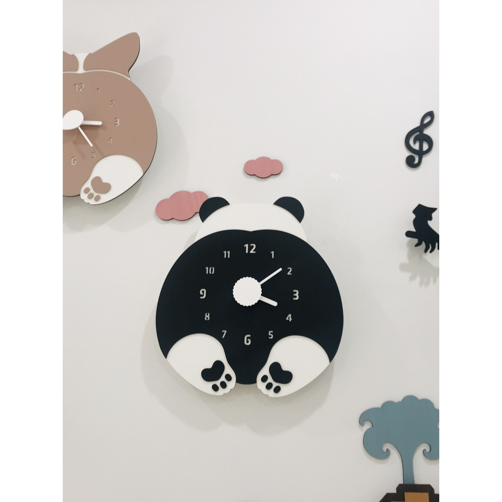 Đồng hồ treo tường trang trí Decor hình gấu Panda dễ thương - Panda wall clock