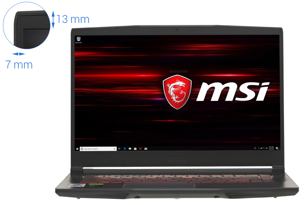 Laptop MSI Gaming GF63 Thin 10SC i7 10750H/8GB/512GB/4GB GTX1650 Max-Q/Win10 (813VN) - Hàng chính hãng