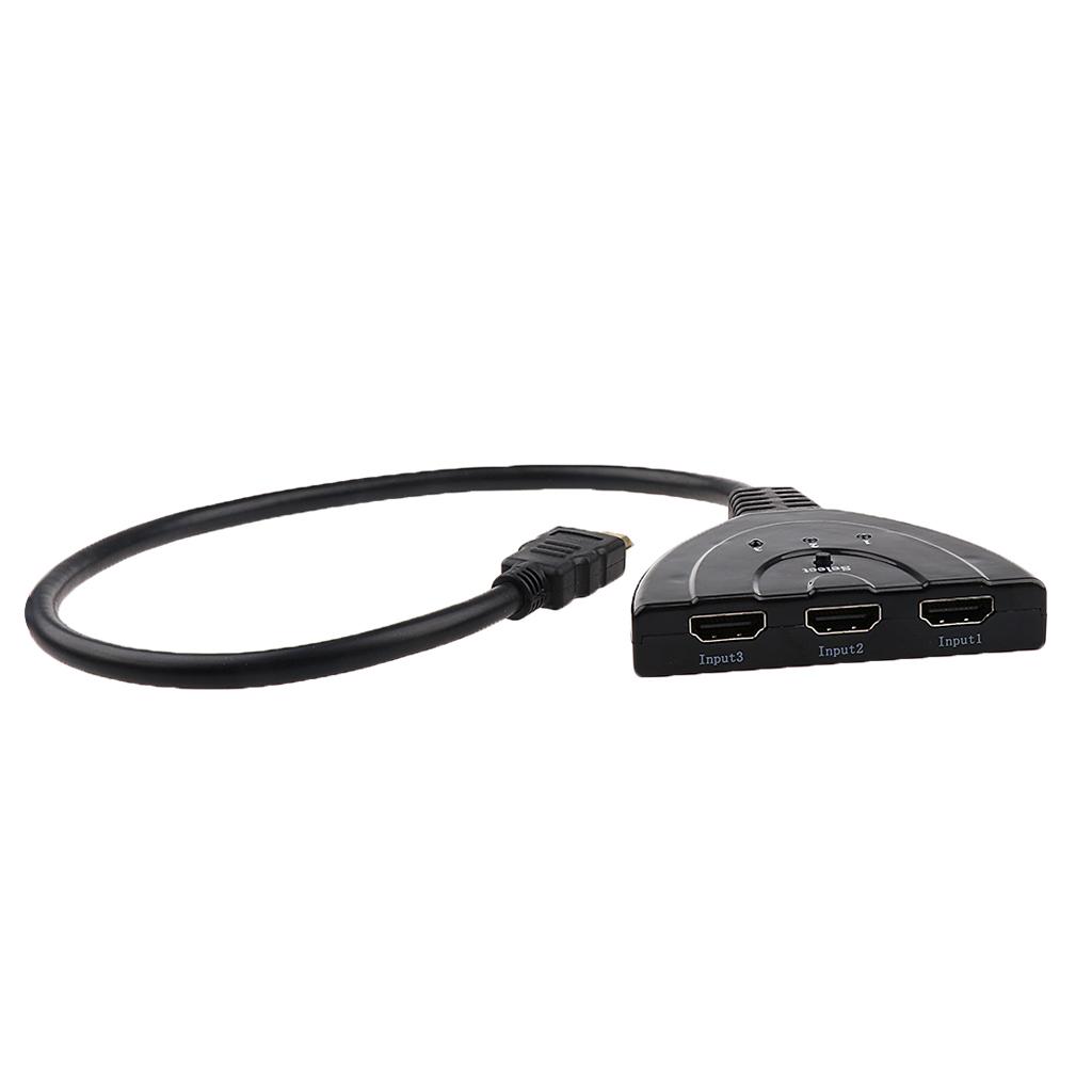 Splitter Hub,4 Port HDMI 1080P 3D Switcher Splitter Hub Box Pigtail Cable for HDTV