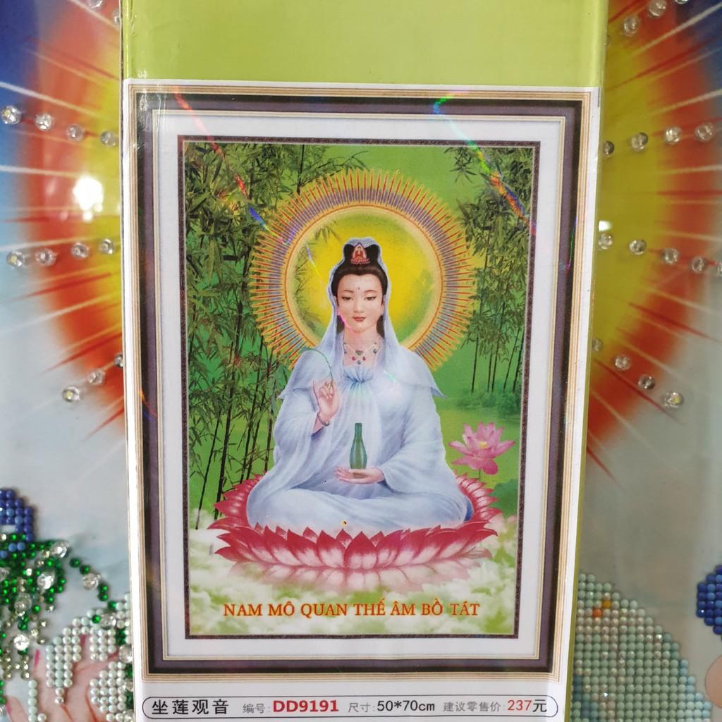 Tranh Đính Đá QUAN ÂM BỒ TÁT . Kích Thước: 70cm x 50cm