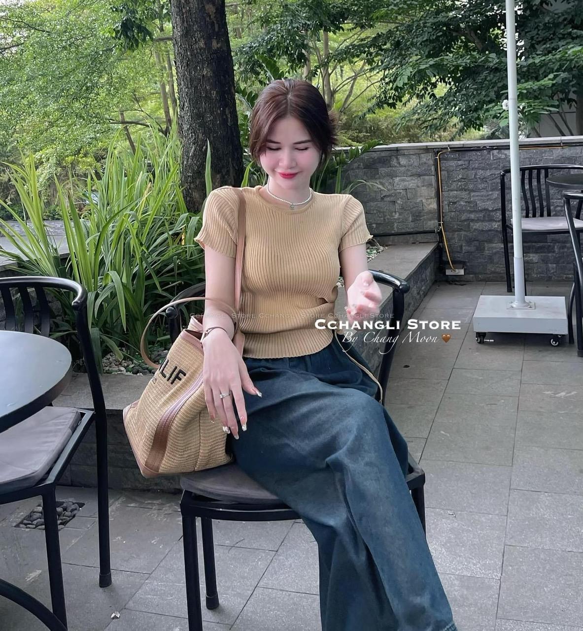 SET ĐI CHƠI, SET 2 MÓN ÁO THUN TAY NGẮN RÚT EO PHỐI QUẦN SUÔNG DÀI ỐNG RỘNG CỰC IU