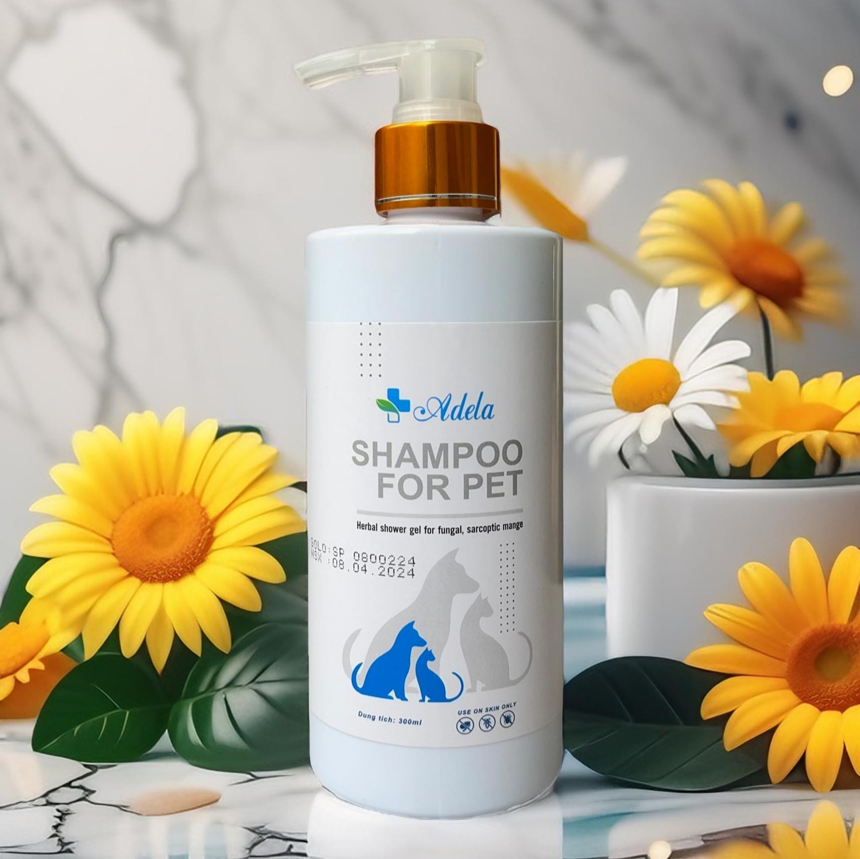 Sữa tắm Shampoo For Pet 300ml đặc trị nấm, viêm da cho chó mèo (mẫu mới 2024)