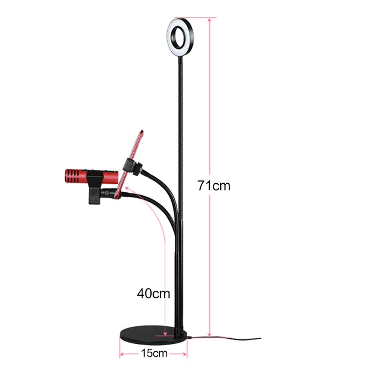 Giá Đỡ Điện Thoại Thông Minh - Dụng cụ livestream bán hàng kẹp bàn có đèn Led/ Kẹp micro/ Gía đỡ điện thoại