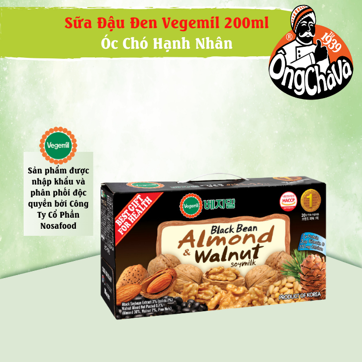 Thùng 15 Túi Sữa Hạt Đậu Đen Óc Chó Hạnh Nhân Vegemil 200ml (Black Bean, Almond & Walnut)