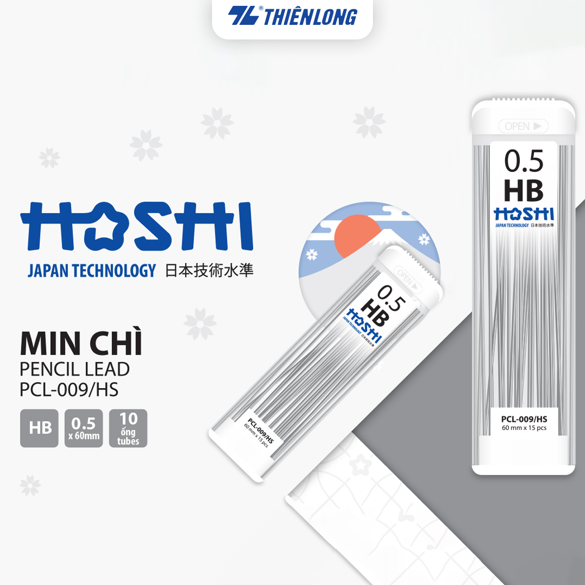 Min chì 0.5mm Hoshi Thiên Long - Công nghệ Nhật Bản