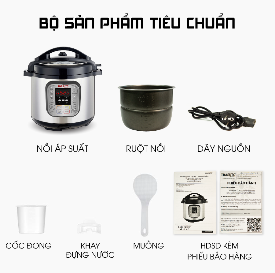 Nồi áp suất điện đa năng Sothing Masuto 6L L-G-06A phím điều khiển tiếng Việt- Hàng chính hãng