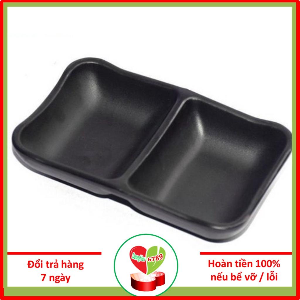 Dĩa Nước Chấm 2 Ngăn, 3 Ngăn Nhựa Melamine Màu Đen Cao Cấp - Duonghieu6789