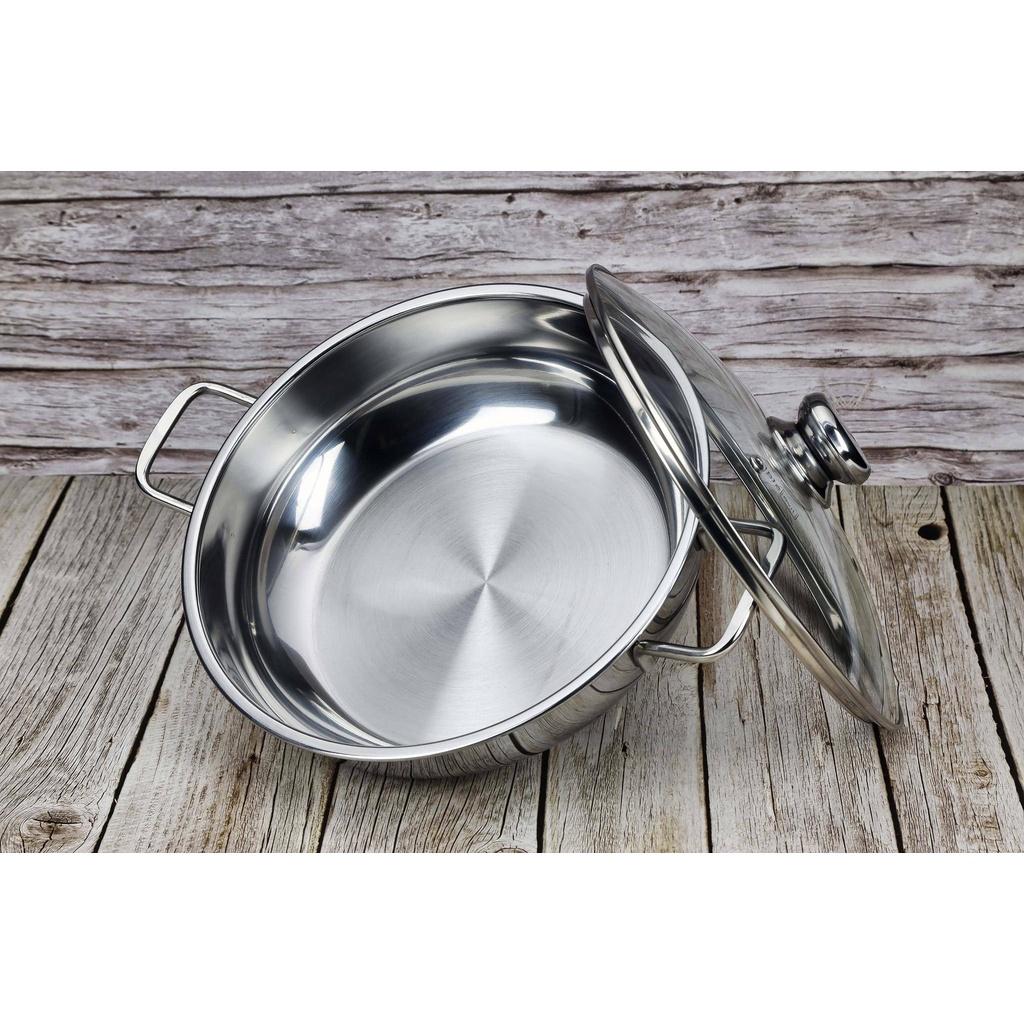 Nồi Inox lẩu 3 đáy 28cm Fivestar nắp kính chính hãng cao cấp DrbStore