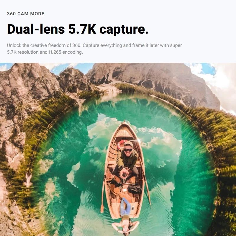 Insta360 One X2 Camera hành động toàn cảnh thể thao Insta 360 One X2 Video 5,7K Chống nước 10M Ổn định FlowState Camera 1630mAh