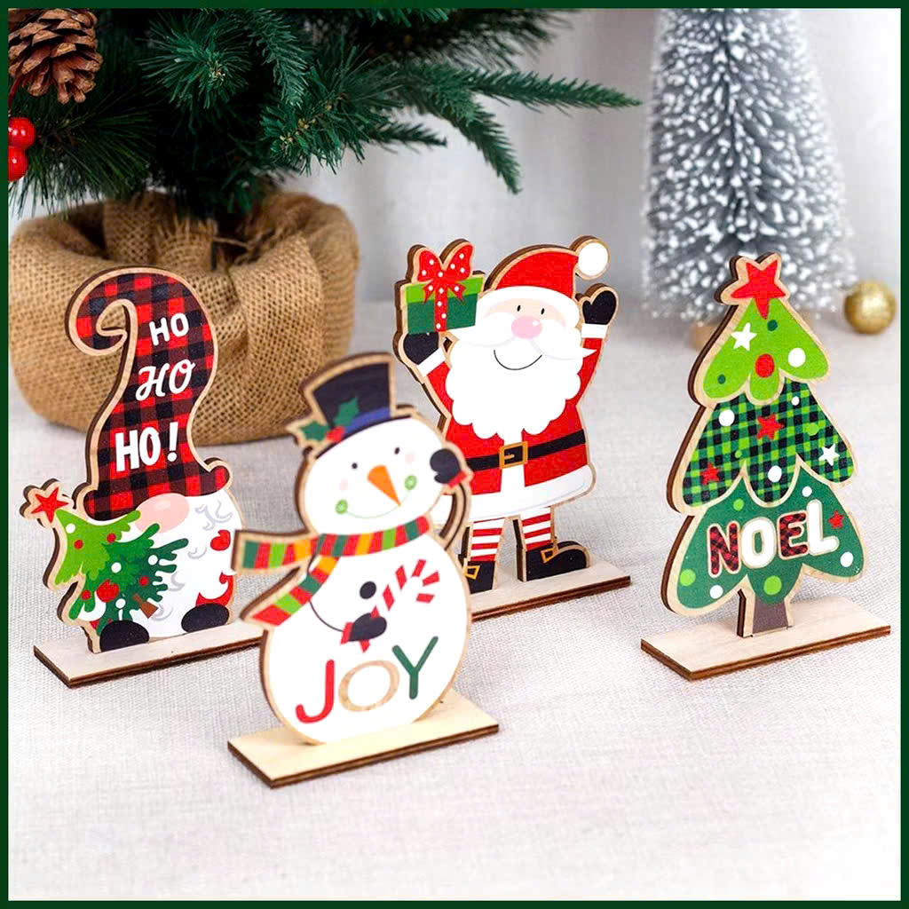 Phụ kiện trang trí Noel để bàn bằng gỗ