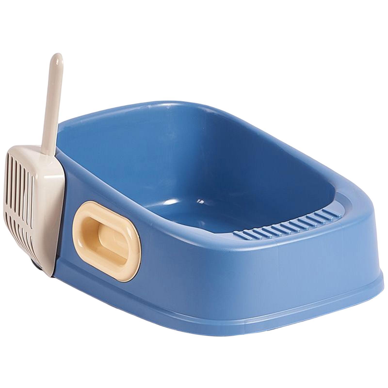 Cat Litter Tray Kitten Litter Pan Semi Closed Nonstick Large Litter Container Bedpan Open Top Pet Litter Box for Small Animals