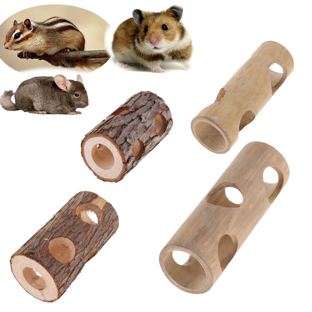 Natural Wooden/ Bamboo Hamster Mice Mouse Rat Gerbil Tunnel Cage Hide Play Toy