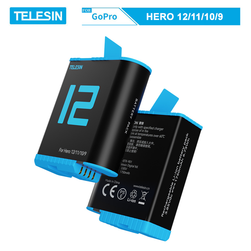 Combo sạc 3 + 2 pin TELESIN cho GOPRO HERO 9, GOPRO HERO 10, GOPRO HERO 11, GOPRO HERO 12 - (CSG9-01)