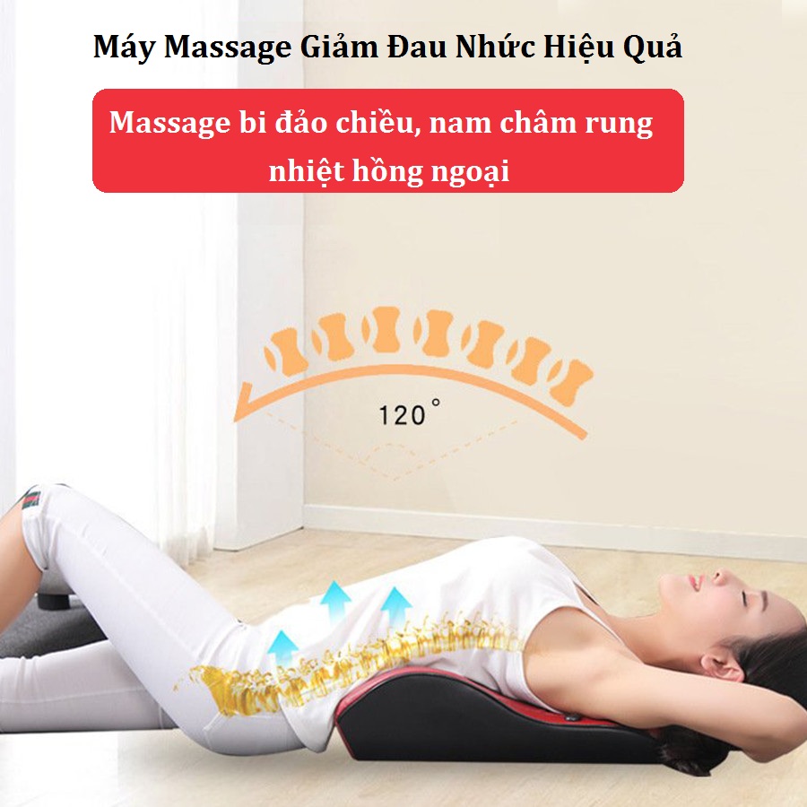 Gối Massage model YJ-M6 , Massage Cổ Vai, Gáy Hồng Ngoại Bản Nâng Cấp 20 bi Đảo Chiều, Gối Mát Xa Hồng Ngoại cao cấp, bản điều khiển cầm tay - Sử dụng tại nhà, văn phòng hoặc trên ô tô - Máy Massage Toàn Thân