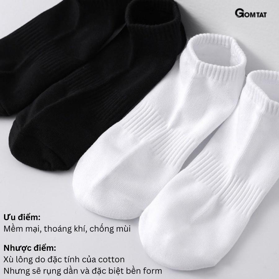 Tất vớ cổ ngắn nam nữ, chất liệu cotton cao cấp, êm mềm đi mát, thiết kế thoáng khí - GOM-KLB-TRONNGAN