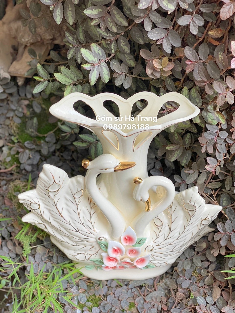 Lọ hoa gốm sứ cao cấp công đôi cao 33cm