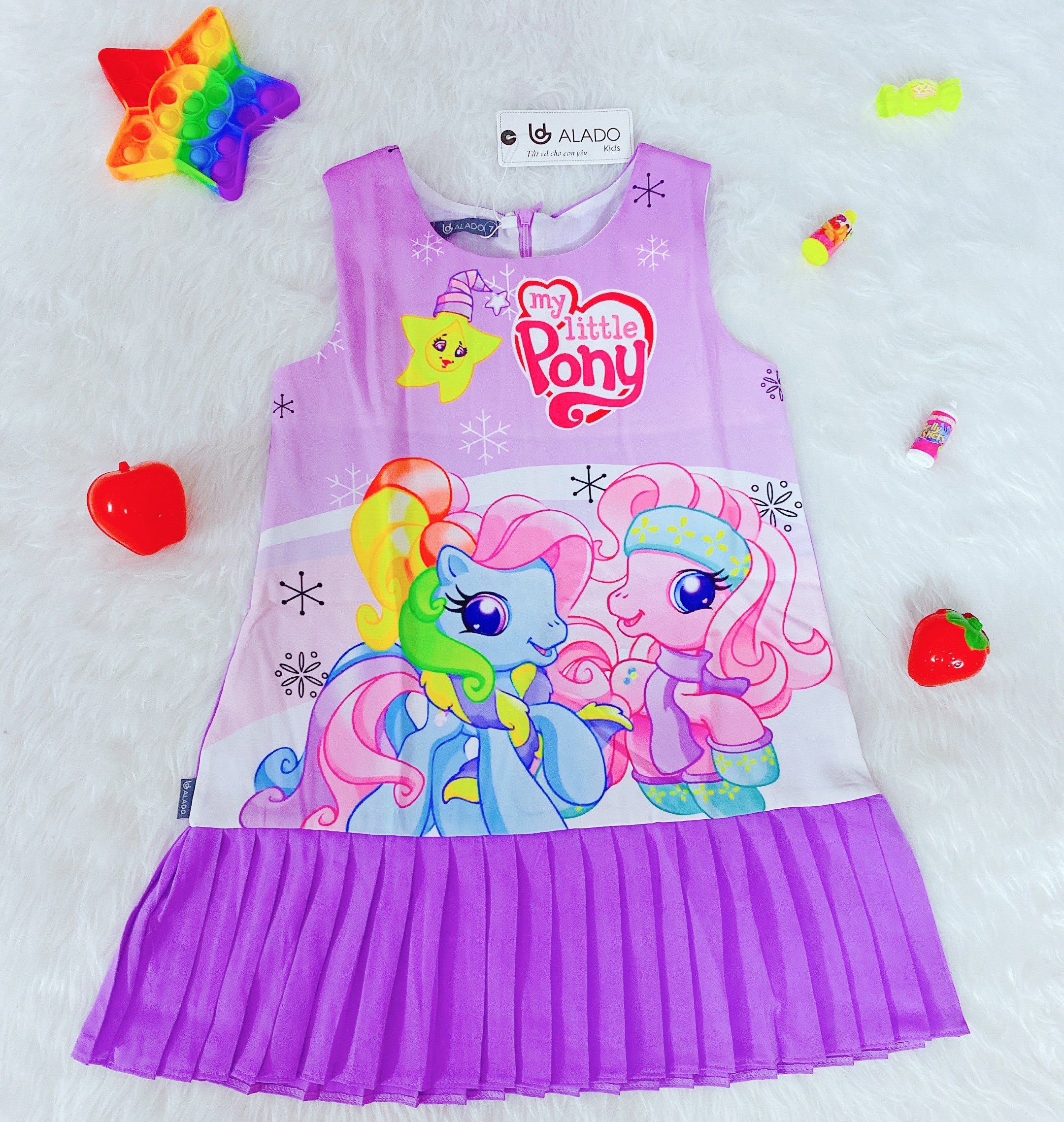 Đầm Bé Gái Size 8-24Kg, 9 Tháng Đến 6,5 Tuổi Công Chúa Ngựa Pony Tím ALADO