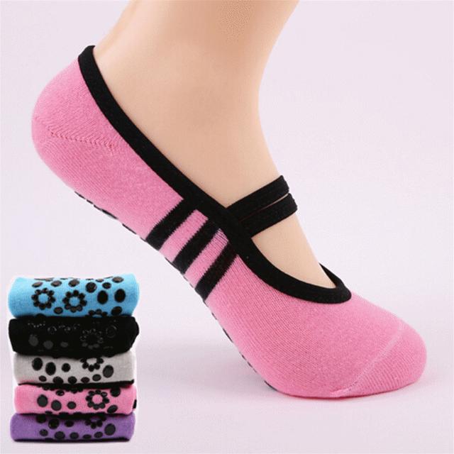 Phụ Nữ Tập Yoga Chuyên Nghiệp Khiêu Vũ Tất Thể Thao Chống Trơn Trượt Cotton Đi Xe Đạp Tất Nữ Pilates Tất Múa Ba Lê Gót Chân Bảo Vệ Color: red