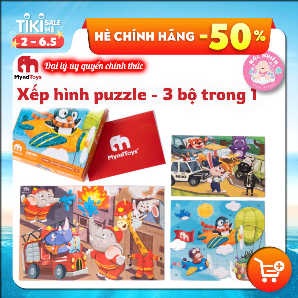 Đồ Chơi Xếp Hình Myndtoys Go Up! Puzzle Level 3 - ZooMania (Vườn Thú Sinh Động) Dành Cho Các Bé Trên 3.5 Tuổi