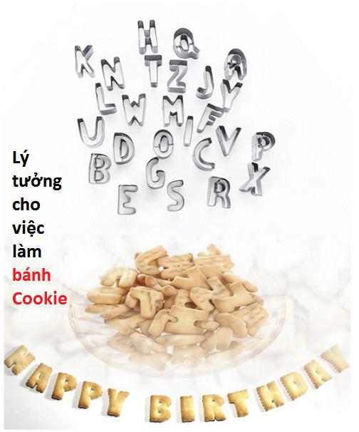 Set 26 Khuôn cắt bánh Cookie hình chữ, khuôn tạo hình bánh Cookie 26 chữ cái kiểu dáng đáng yêu GD230-KhuonBanh-Chu