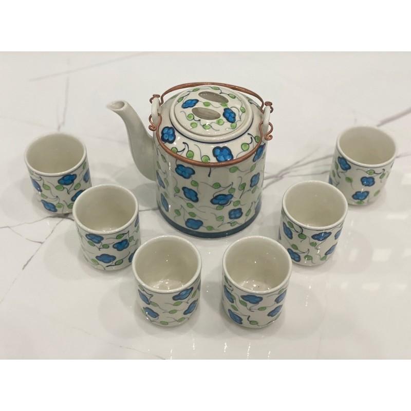Bộ ấm tích họa tiết hoa cỏ vẽ thủ công Bát Tràng.