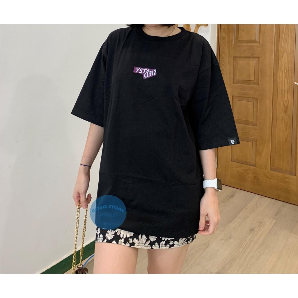 Áo thun unisex đen in nổi trước ngực-freesize-thun co giãn 4 chiều