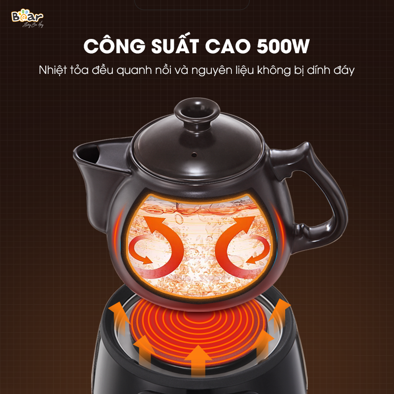 Ấm Sắc Thuốc Đa Năng Sothing Bear SB-AST35, Cắm Điện, Dung Tích 3,5l, Chất Liệu Gốm, Đất Sét Cao Cấp- Hàng Chính Hãng