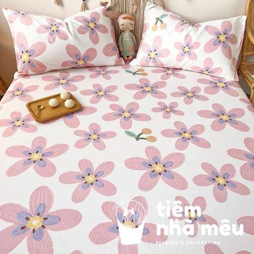 Bộ Ga Gối Cotton Hàn m6/m8/2m - Tiệm Nhà MêuSet 3 Món Ga + 2 Vỏ Gối Cotton 100% Nhiều Mẫu Dễ Thương