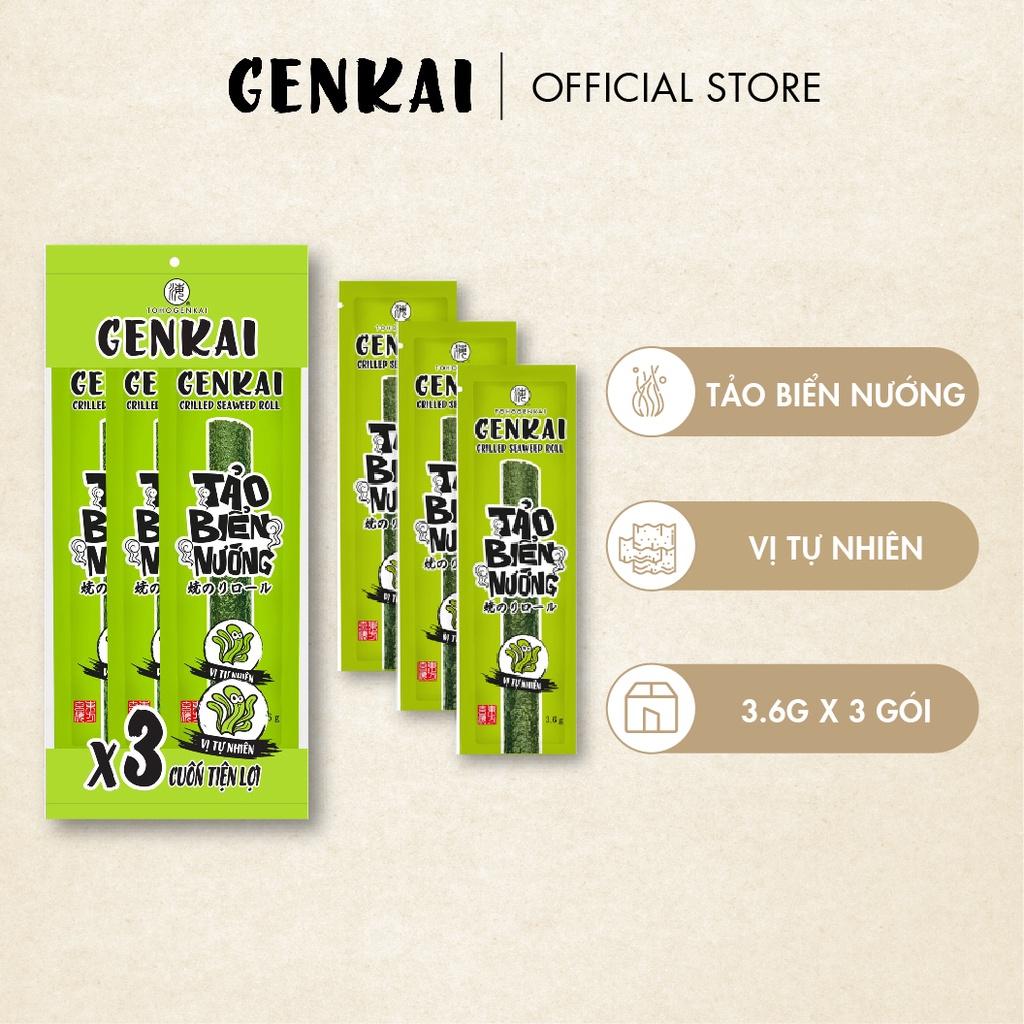 Snack Tảo Biển Nướng Cuộn GENKAI Vị Tự nhiên 10.8g  (3.6g x 3 gói)