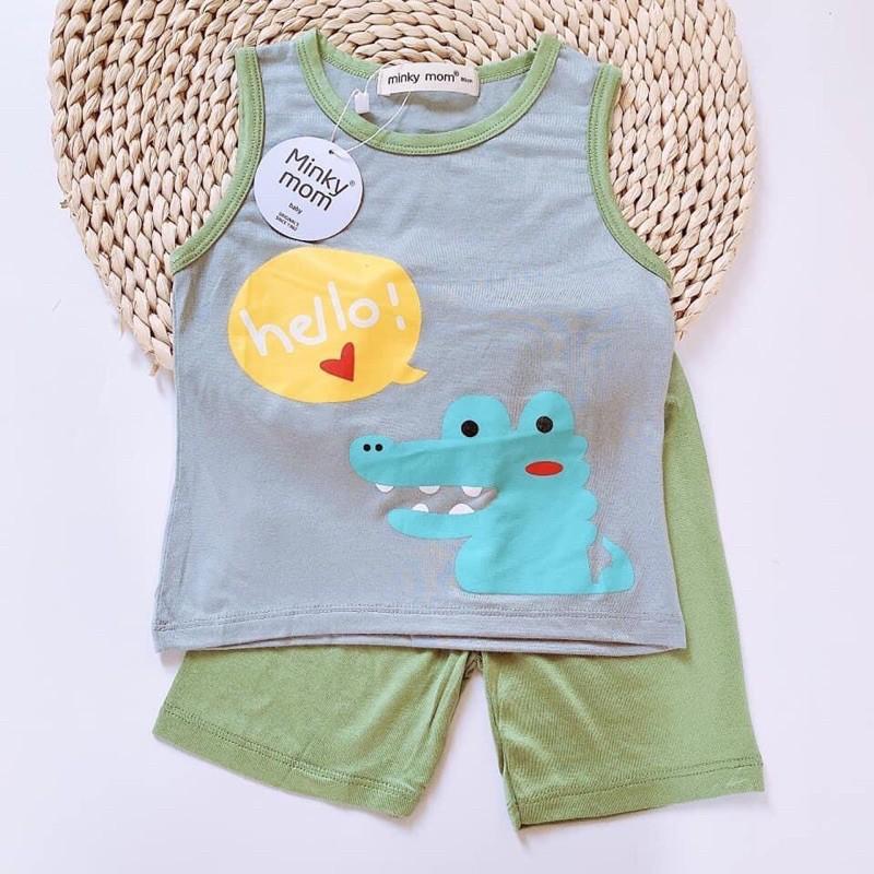 Bộ Ba Lỗ Sát Nách Minky Mom Thun Lạnh In Hoạ Tiết