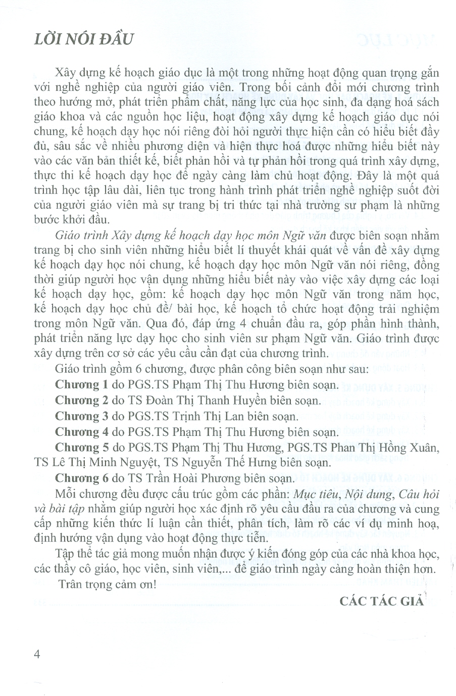 Giáo Trình Xây Dựng Kế Hoạch Dạy Học Môn Ngữ Văn