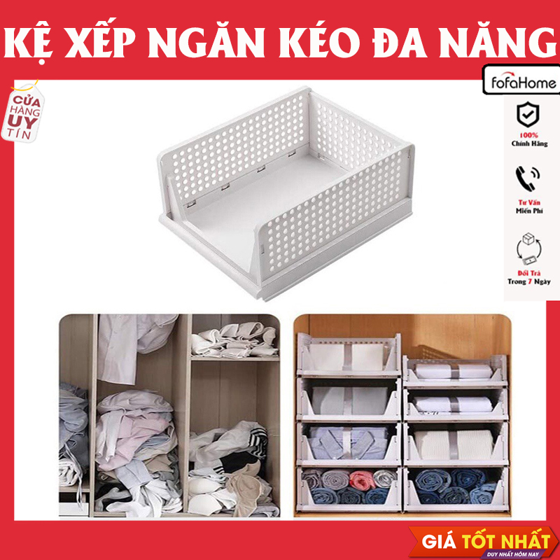 Kệ Ngăn Kéo Phân Chia Tủ Đồ - Kệ Đựng Đồ Gấp Gọn - Đồ Dùng Gấp Gọn Thông Minh Size 39x32x18.5cm Giao Màu Ngẫu Nhiên