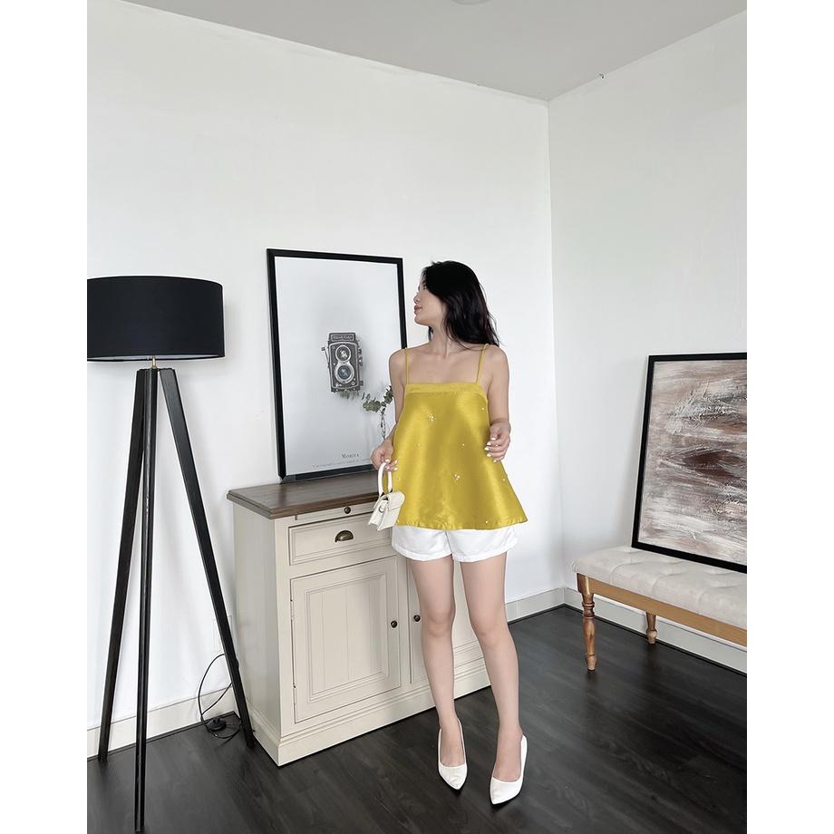 BBSTORE'S Áo Hai Dây Cutout Tùng Xòe Đính Hạt -A1083