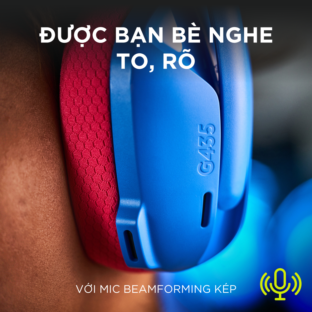 Tai nghe game không dây Bluetooth và Lighspeed Logitech G435 – Mic ảo tích hợp, nhẹ, tương thích PC, Điện thoại, PS4, PS5 - Màu