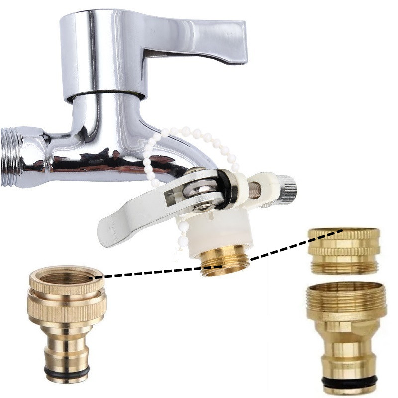 Đầu nối vòi nước đa năng kiểu tay quay khớp khóa, lắp đặt nối nhanh vòi nước, ống nước