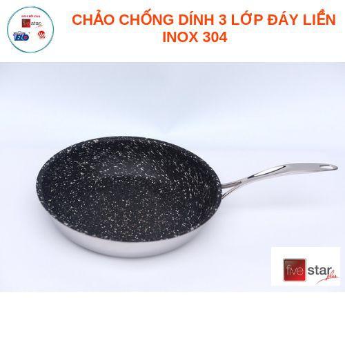 Chảo inox 304 bếp từ FiveStar Plus vân đá 3 lớp đáy liền ( 22cm / 24cm / 26cm / 28cm / 30cm / 32cm