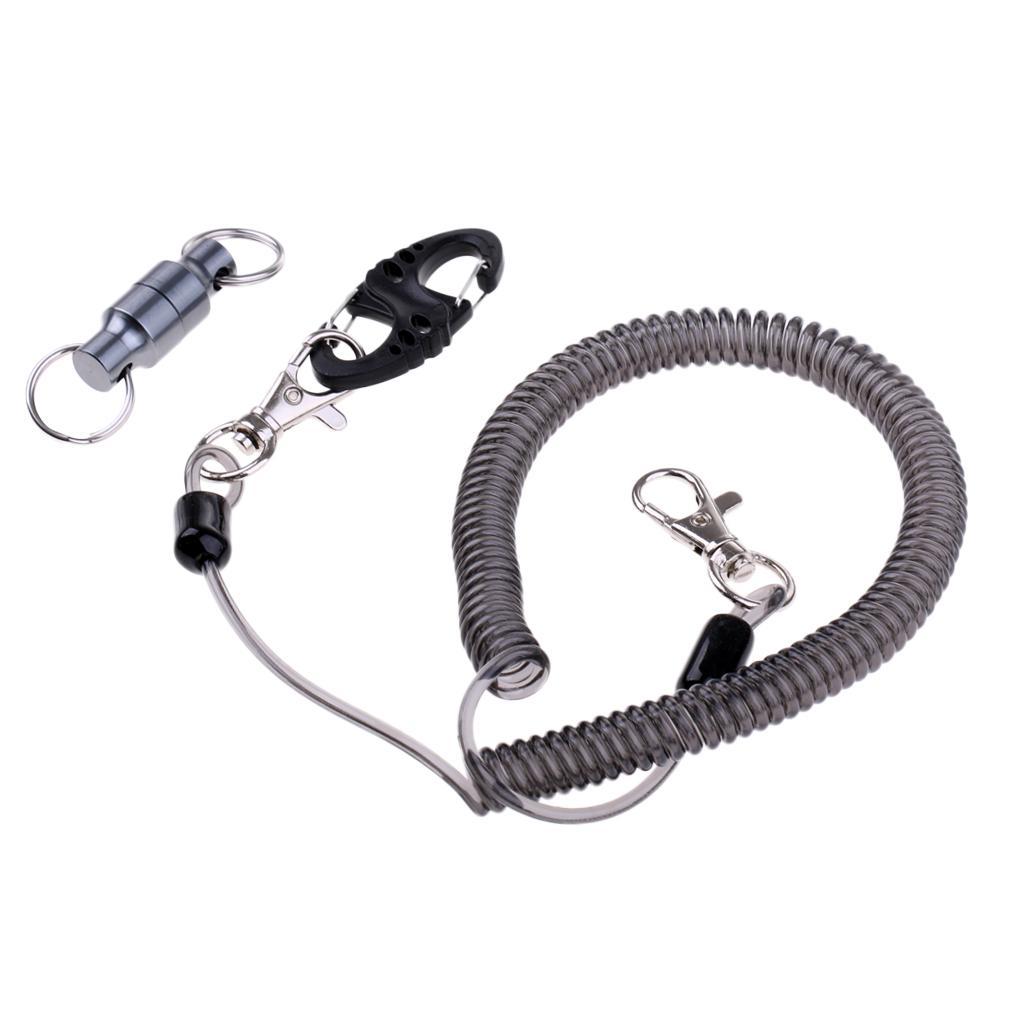 Retractable Fishing Coiled Lanyard With Magnetic Net Release Fly Fishing