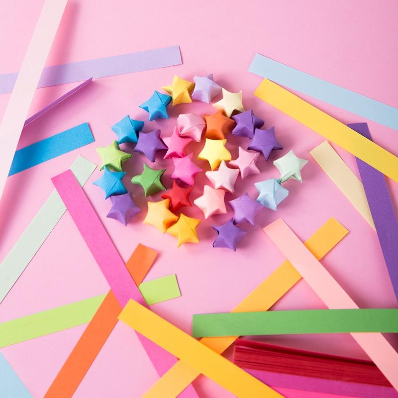 1000 tờ giấy gấp sao nhiều màu Deli - làm quà tặng, origami lucky star paper - 74834/74835