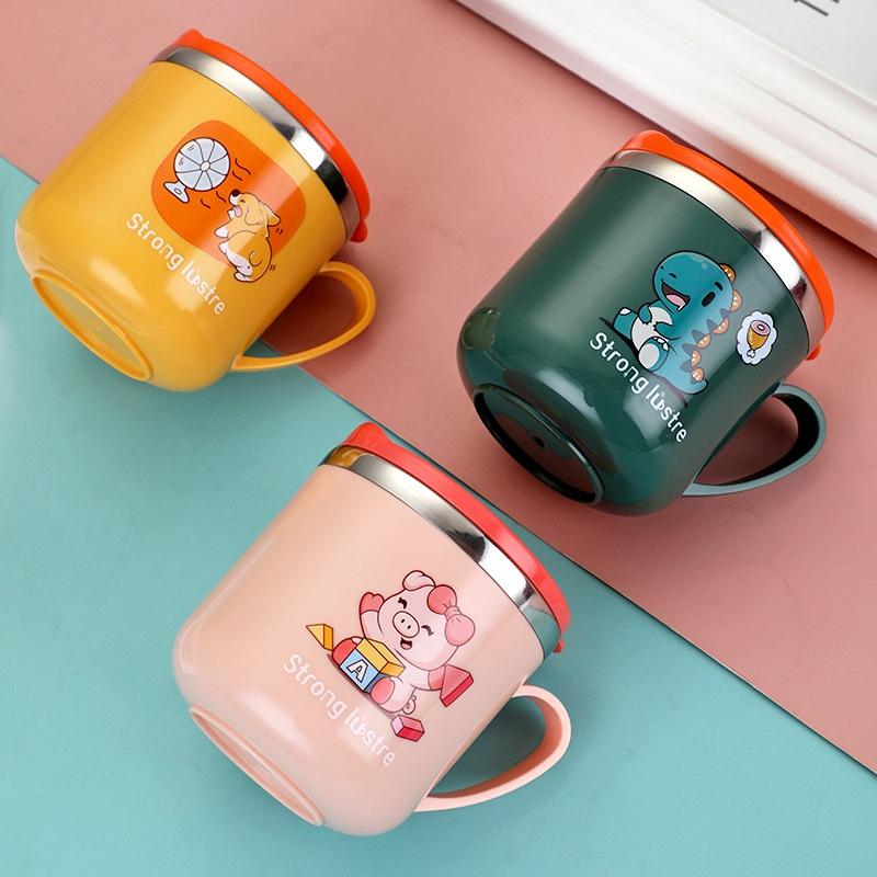 Cốc Giữ Nhiệt, Ly Giữ Nhiệt In Hình Thú Đáng Yêu, Kèm Ống Hút Cho Bé Cao Cấp