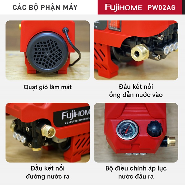 MÁY RỬA XE MÔ TƠ CẢM ỨNG TỪ FUJIHOME PW02AG - Hàng Chính Hãng