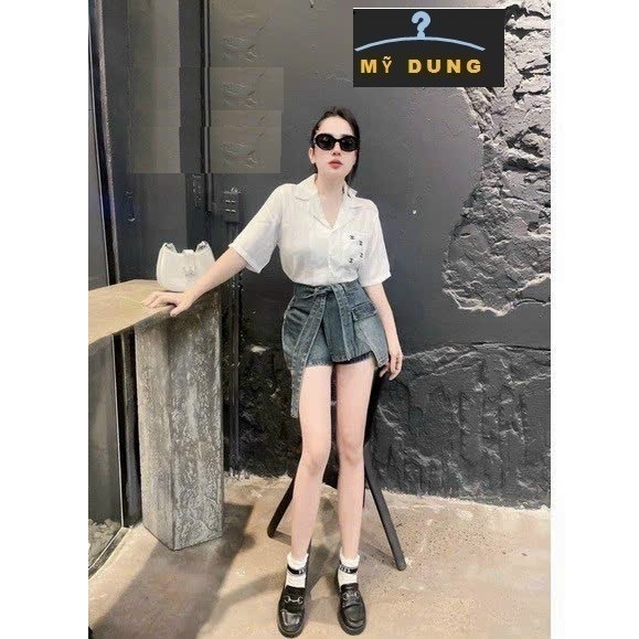 QUẦN SHORT JEAN  GIẢ VÁY NẮP TÚI + DÂY BELL CÁCH ĐIỆU, DỄ THƯƠNG NĂNG ĐỘNG-RẤT DỄ PHỐI ĐỒ-HÀNG NHẬP LOẠI 1, FORM DÁNG CỰC CHUẨN