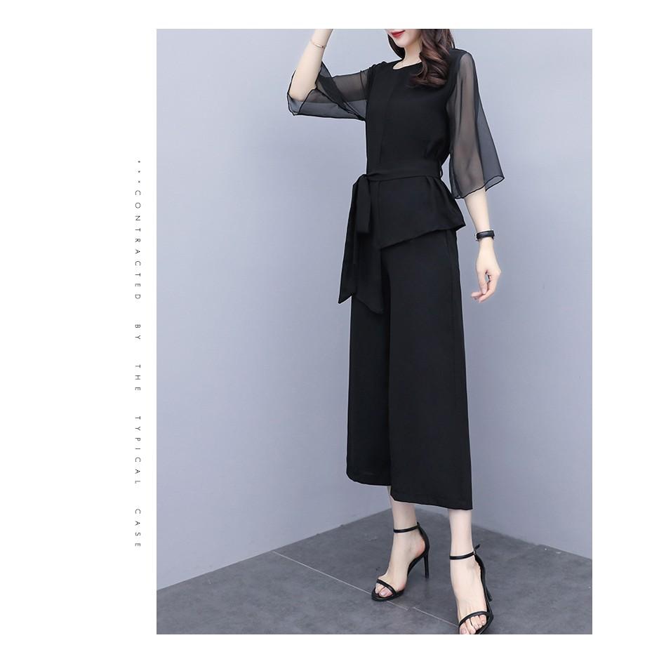 Bộ Đồ Nữ Đen Trung Niên Thời Trang AB40 - Hàng Quảng Châu Cao Cấp