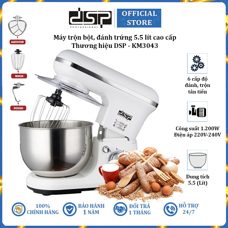 Máy trộn bột, đánh trứng cao cấp DSP KM3043 - Công suất 1200W - HÀNG NHẬP KHẨU 