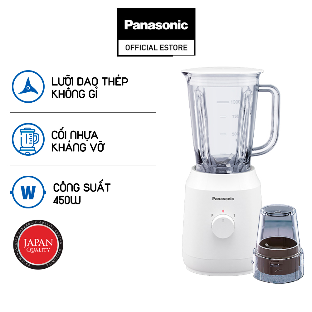 Máy xay sinh tố Panasonic MX-EX1011WRA (2 cối) - Công suất 450W - 1L - Lưỡi dao thép không gỉ - Cối nhựa kháng vỡ - Hàng chính hãng