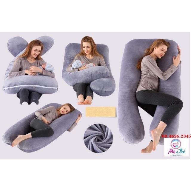 Gối bà bầu chữ U vải nhung cao cấp