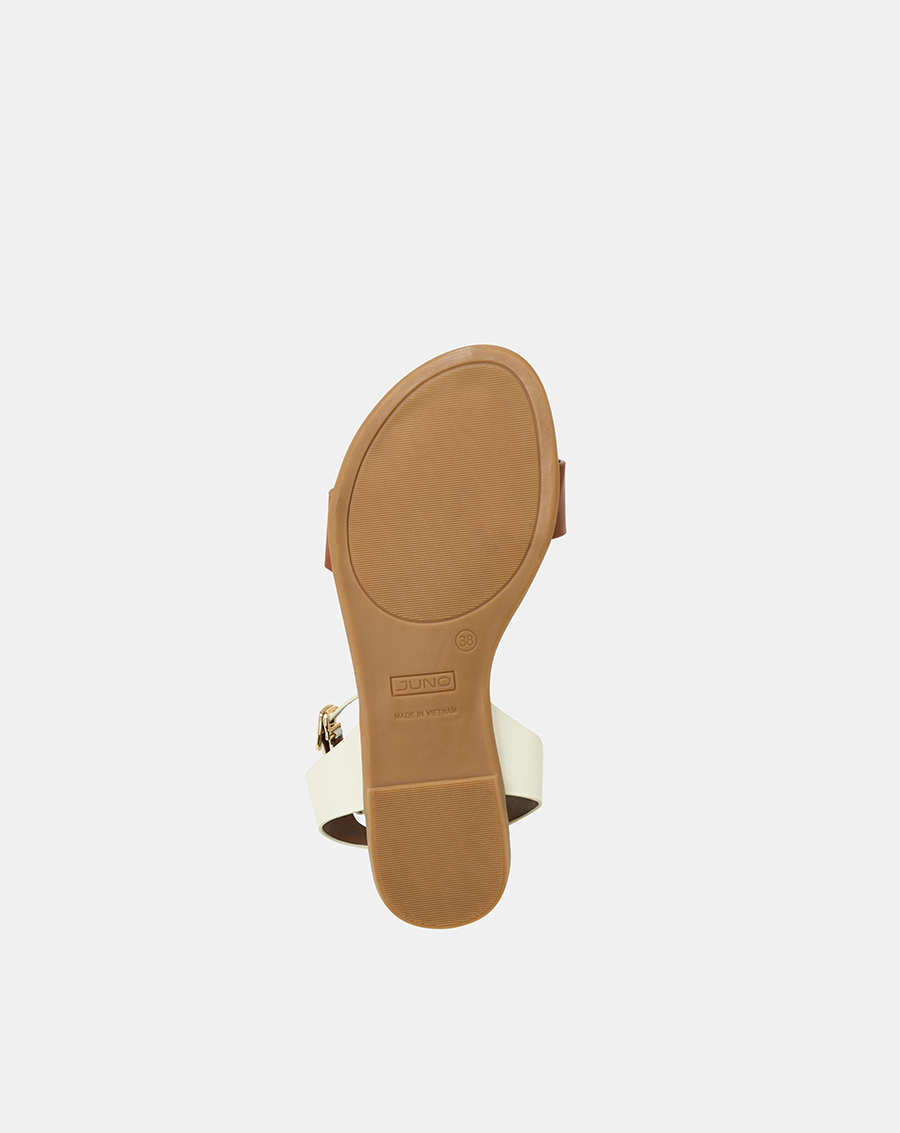 Giày Sandal Nữ 1cm Thời Trang JUNO Đế Bệt Quai Cổ Chân Phối Quai Ngang SD01138